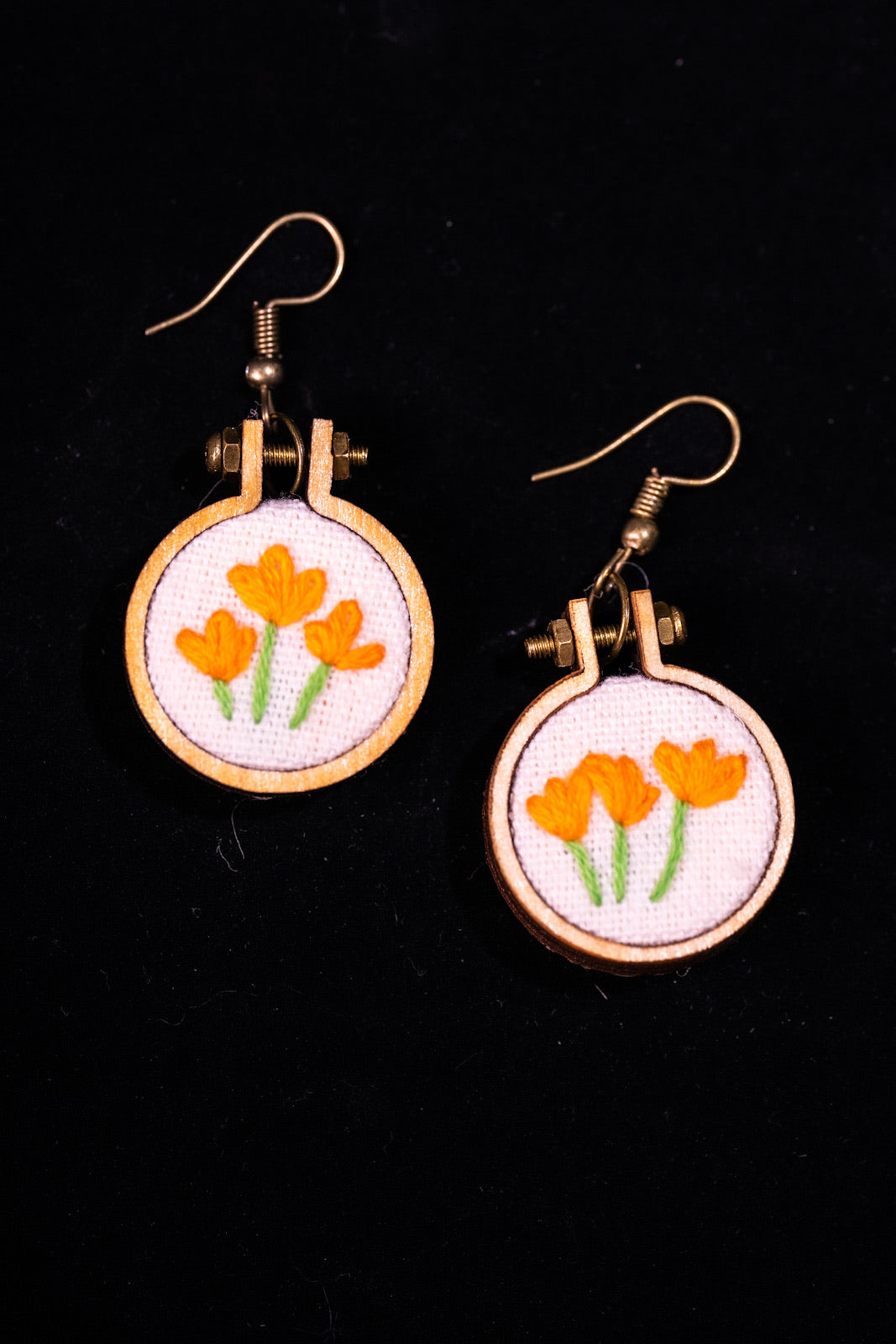 Orange Flower Earrings