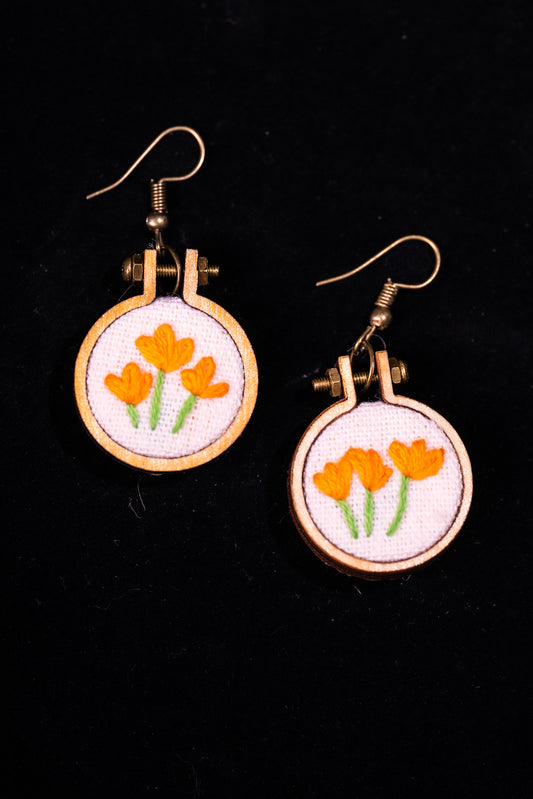 Orange Flower Earrings